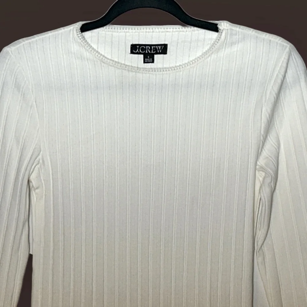 NWT J. Crew Ivory Pointelle Long-Sleeve T-Shirt, Small - Picture 6 of 14